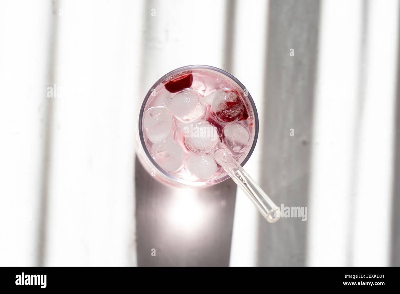 cherry flavored ice water on the table Stock Photo