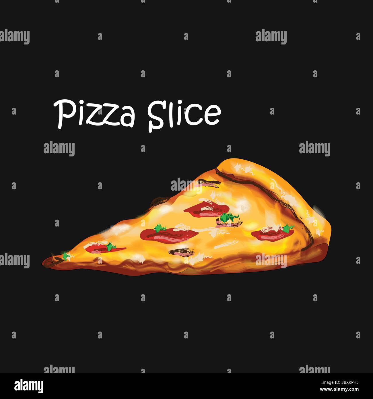 Pizza slice design illustration on white background Stock Vector