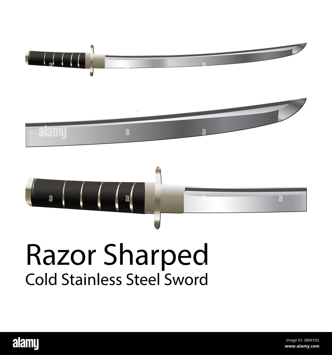 Razor Sharped Cold Stainless Steel Sword Illustration Vector Based Drawing Stock Vector