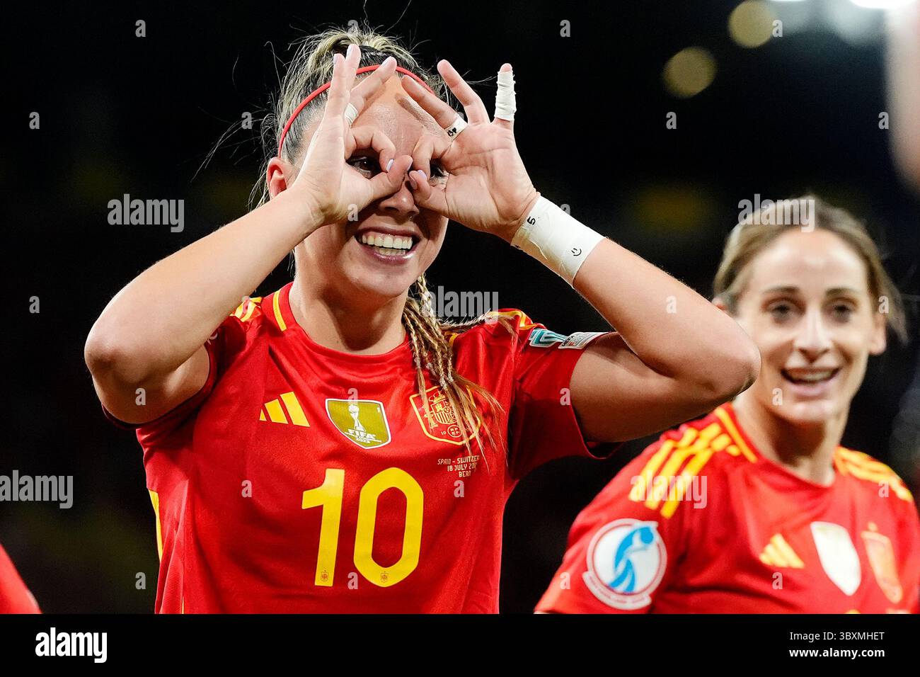 Spain’s Athenea del Castillo celebrates scoring their side’s first goal