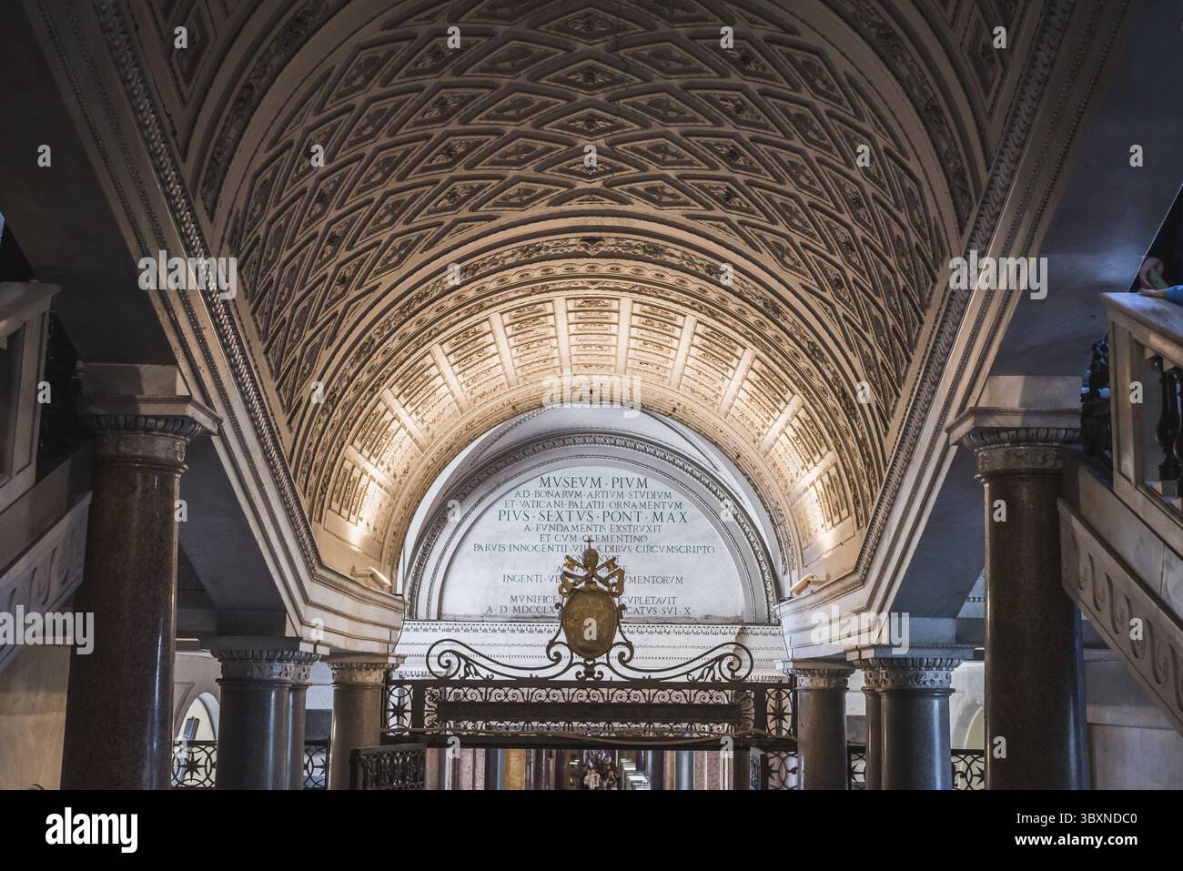 VATICAN, ROME, ITALY - NOVEMBER 17, 2017: Architecture of the interior stairs of the Vatican Museum in Rome Stock Photo