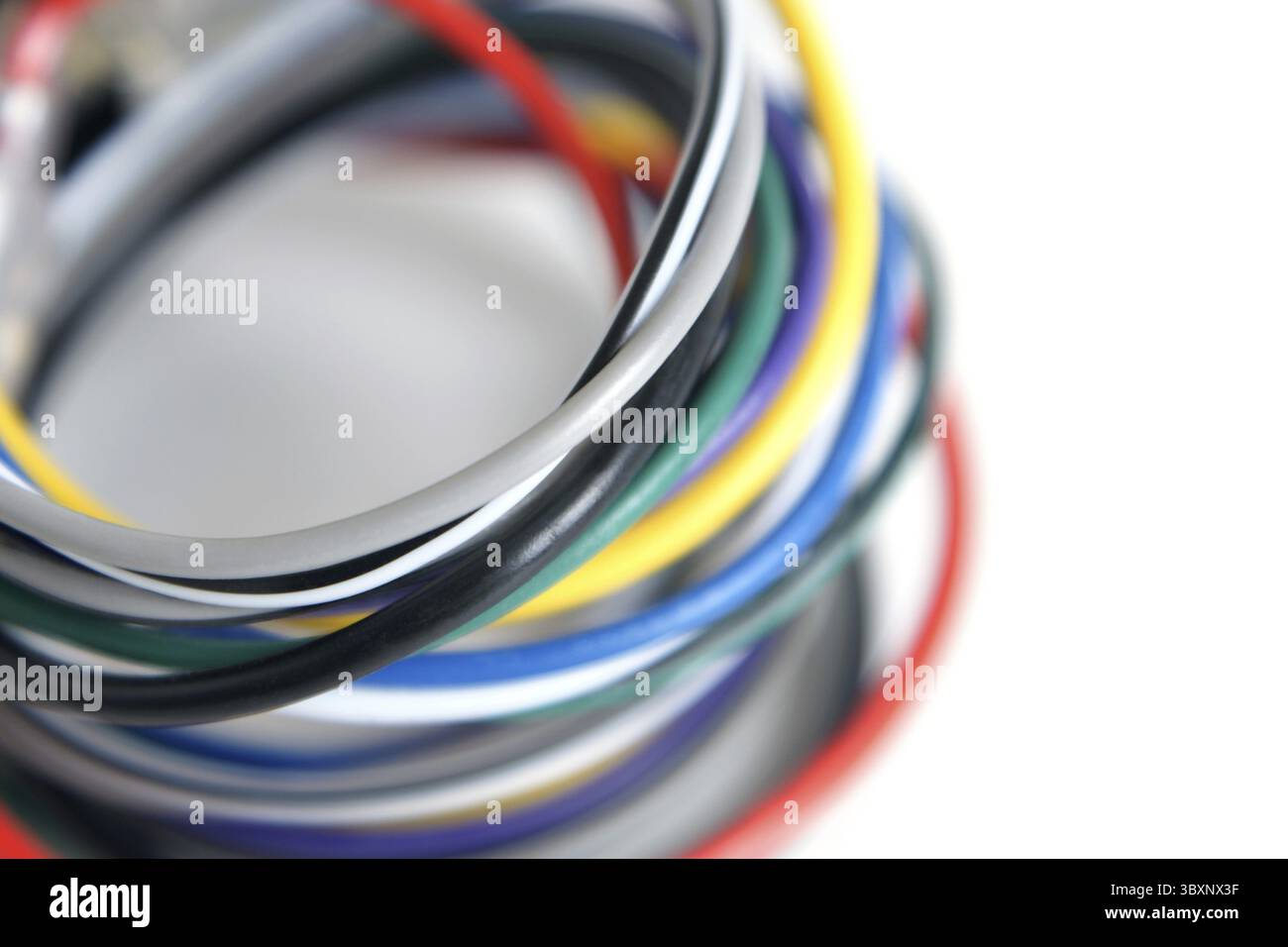 Multicolored computer cable on white background Stock Photo