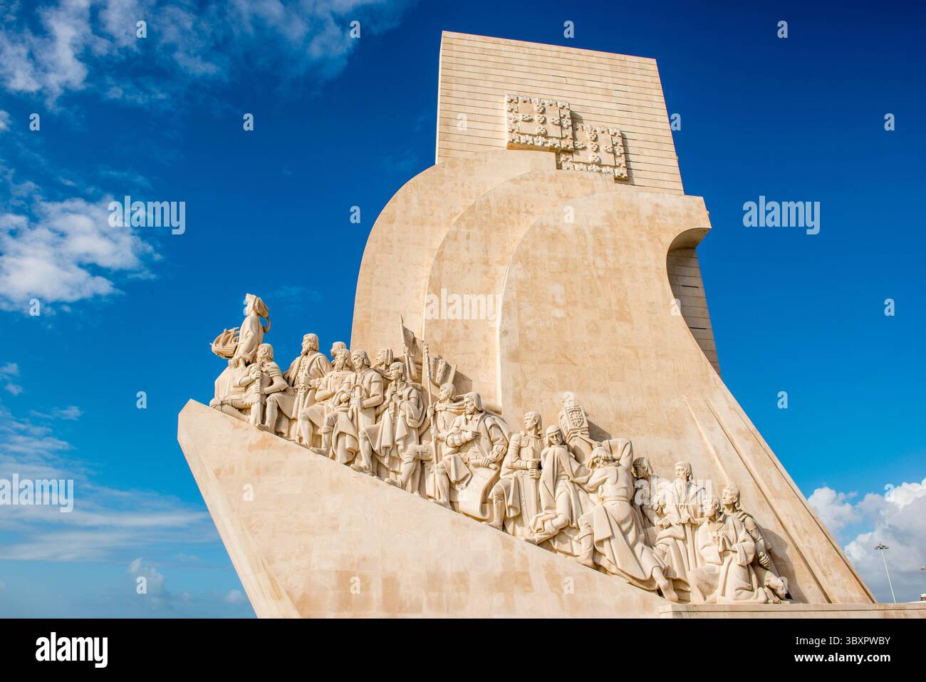The Monument of the Discoveries commemorates the death of Henry the Navigator, along the Tagus River, Lisbon, Portugal. Stock Photo
