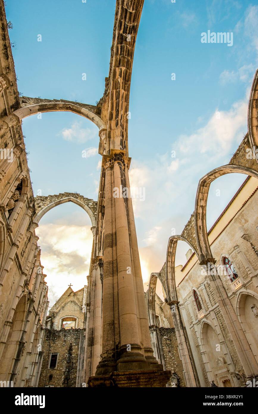 Ruins of the Convent of Our Lady of Mount Carmel (Church of Santa Maria do Carmo), Bairro Alto, Lisbon, Portugal. Stock Photo