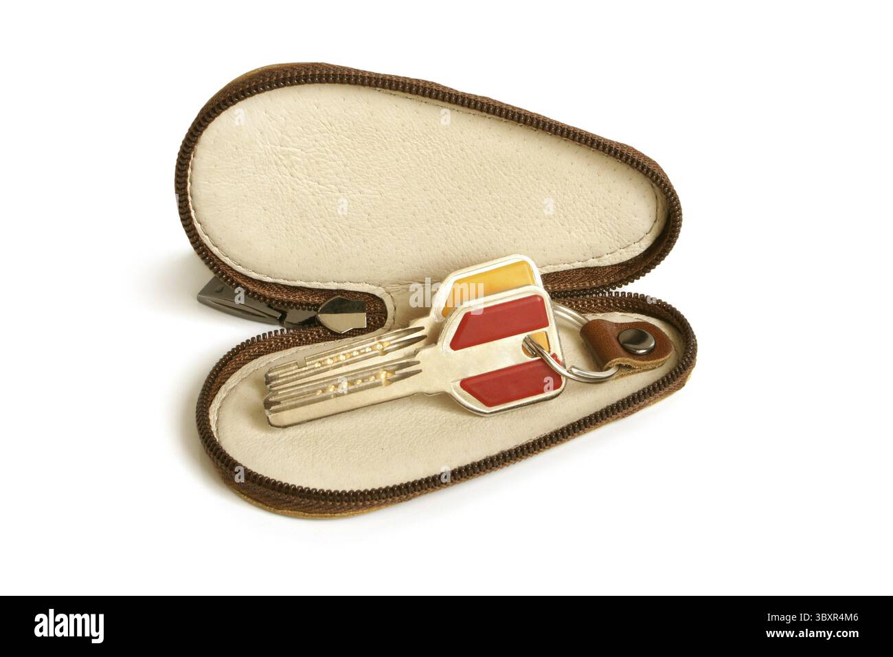 Leather case for keys on a white background Stock Photo