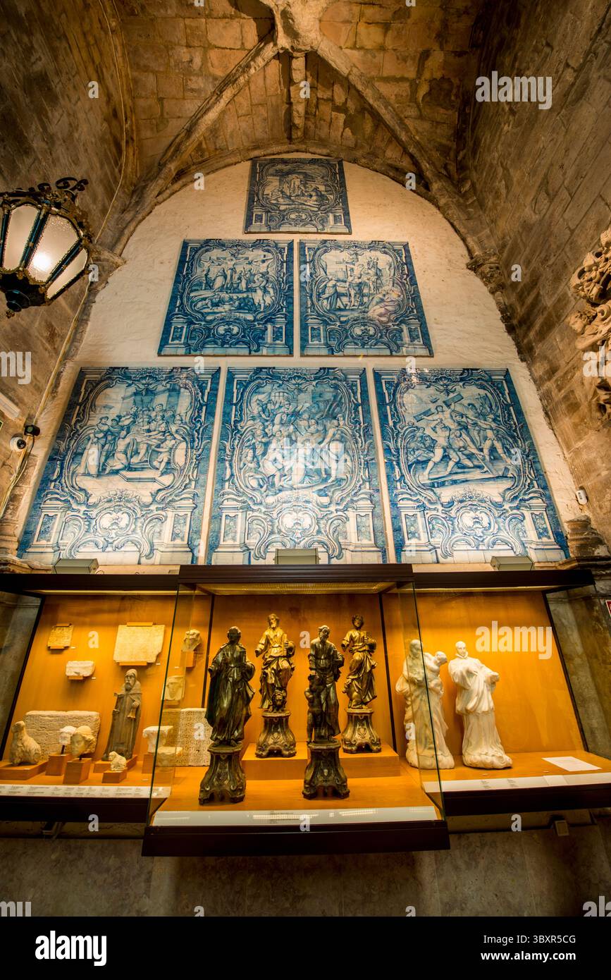 Artifacts in the Archaeological Museum at the Convent of Our Lady of Mount Carmel (Church of Santa Maria do Carmo), Bairro Alto, Lisbon, Portugal. Stock Photo