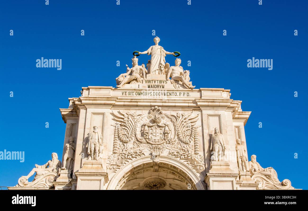 Arco da Rua Augusta or Triumphal Arch of Praca do Comercio, Lisbon, Portugal. Stock Photo