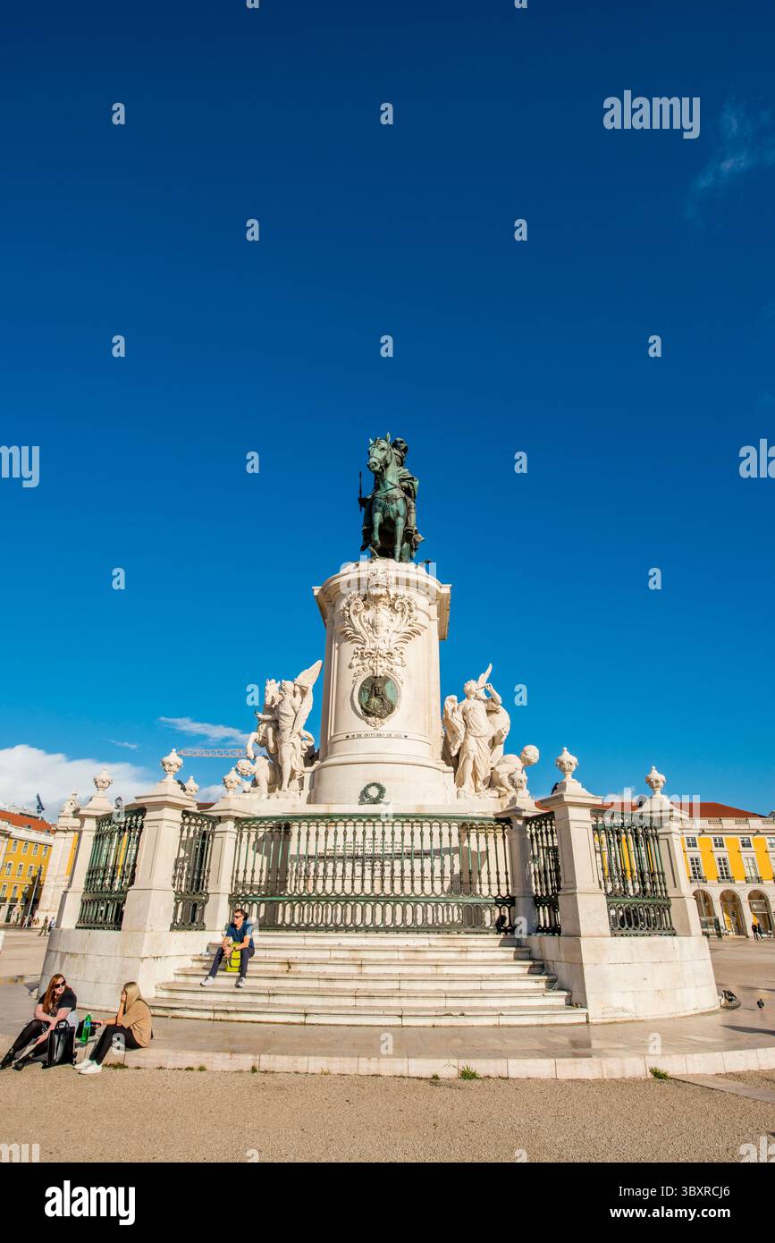 Equestrian Statue of King Joseph I, Praca do Comercio, lisbon, portugal Stock Photo