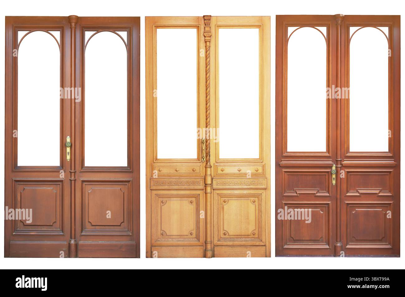 Set of wooden doors isolated on white background Stock Photo - Alamy