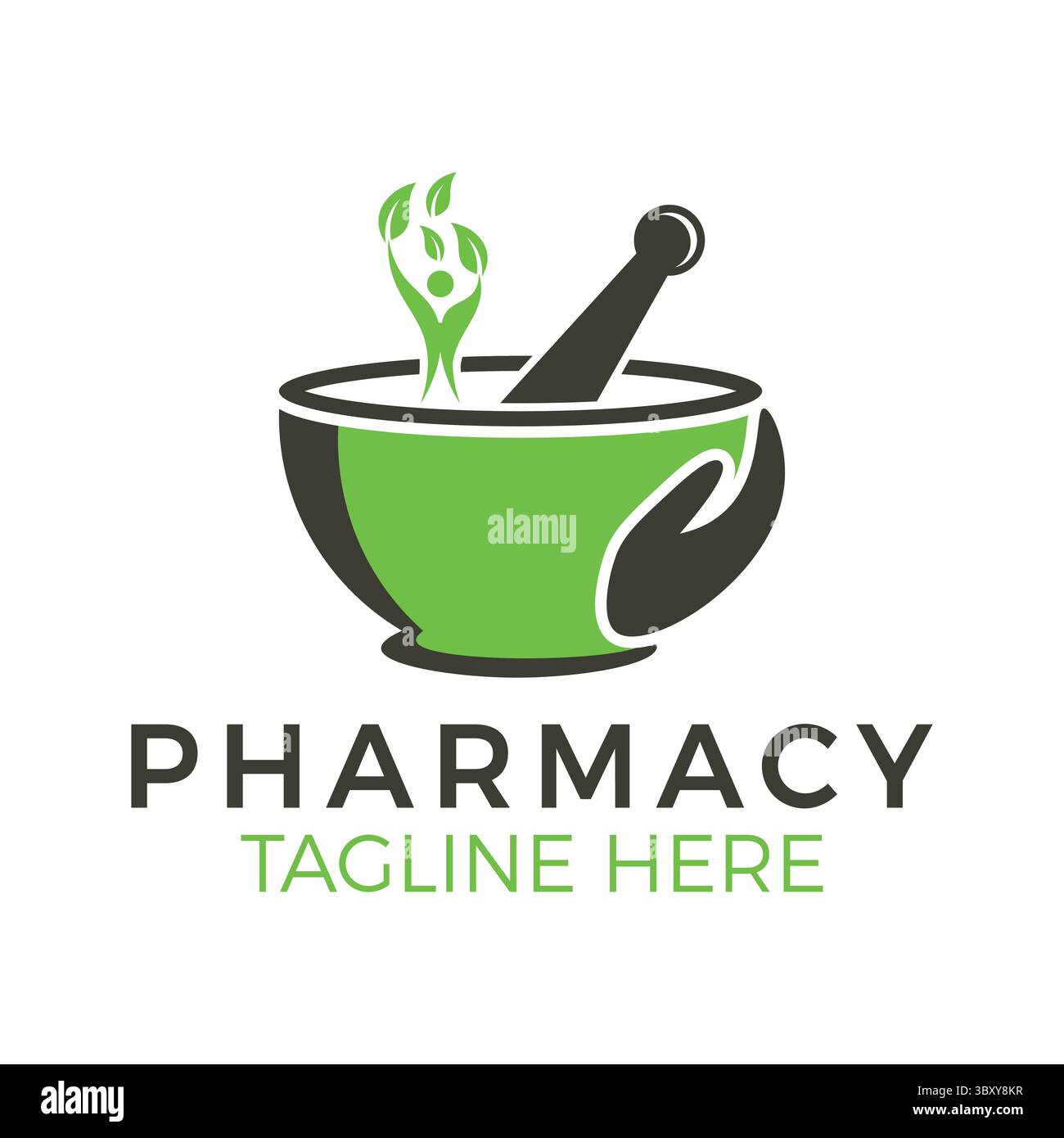 Herbal Pharmacy Logo Template Vector Branding Design with Mortar ...
