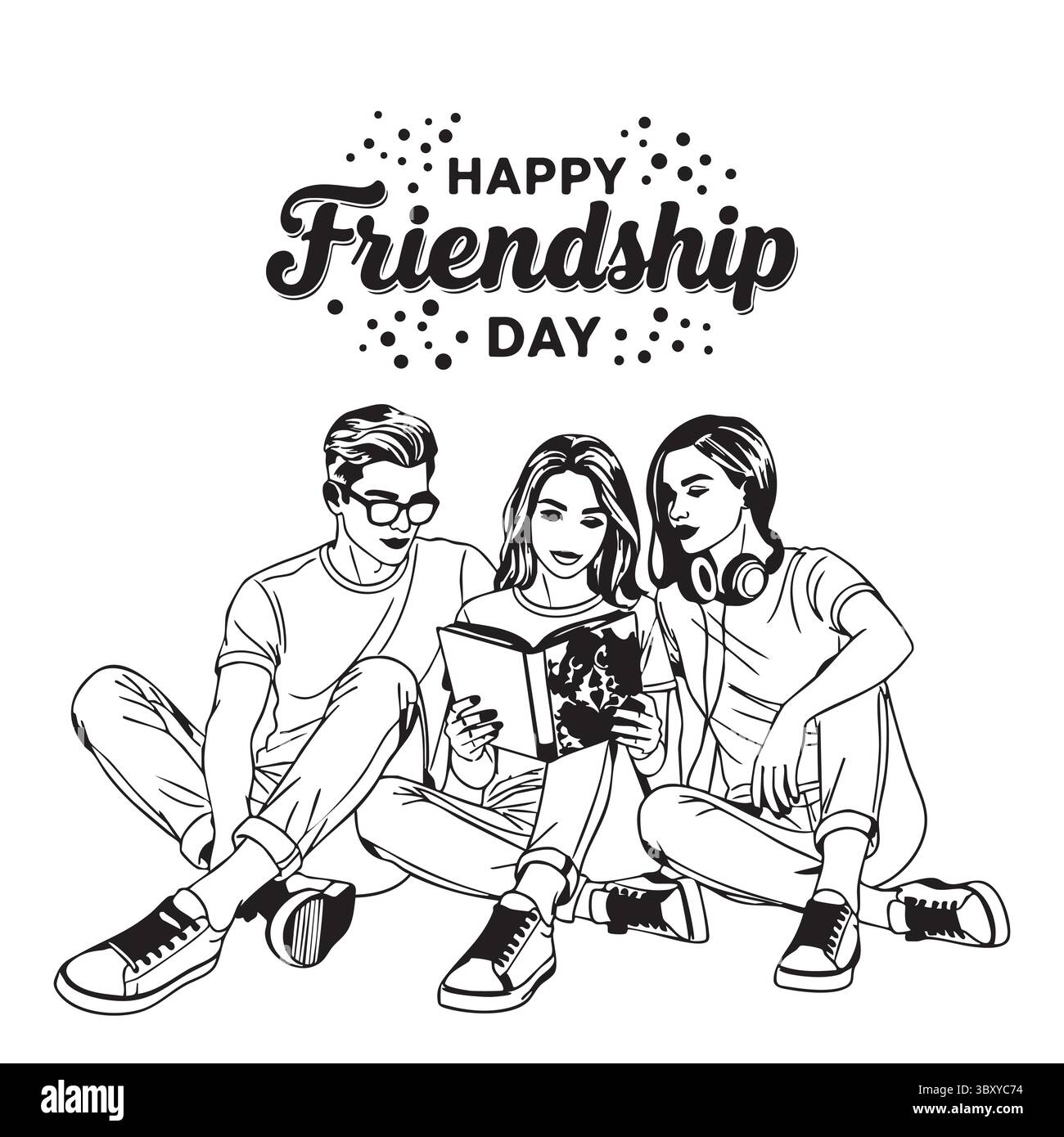 Friendship Day Hand Drawn Vector Illustrations of Best Friends Hugging ...