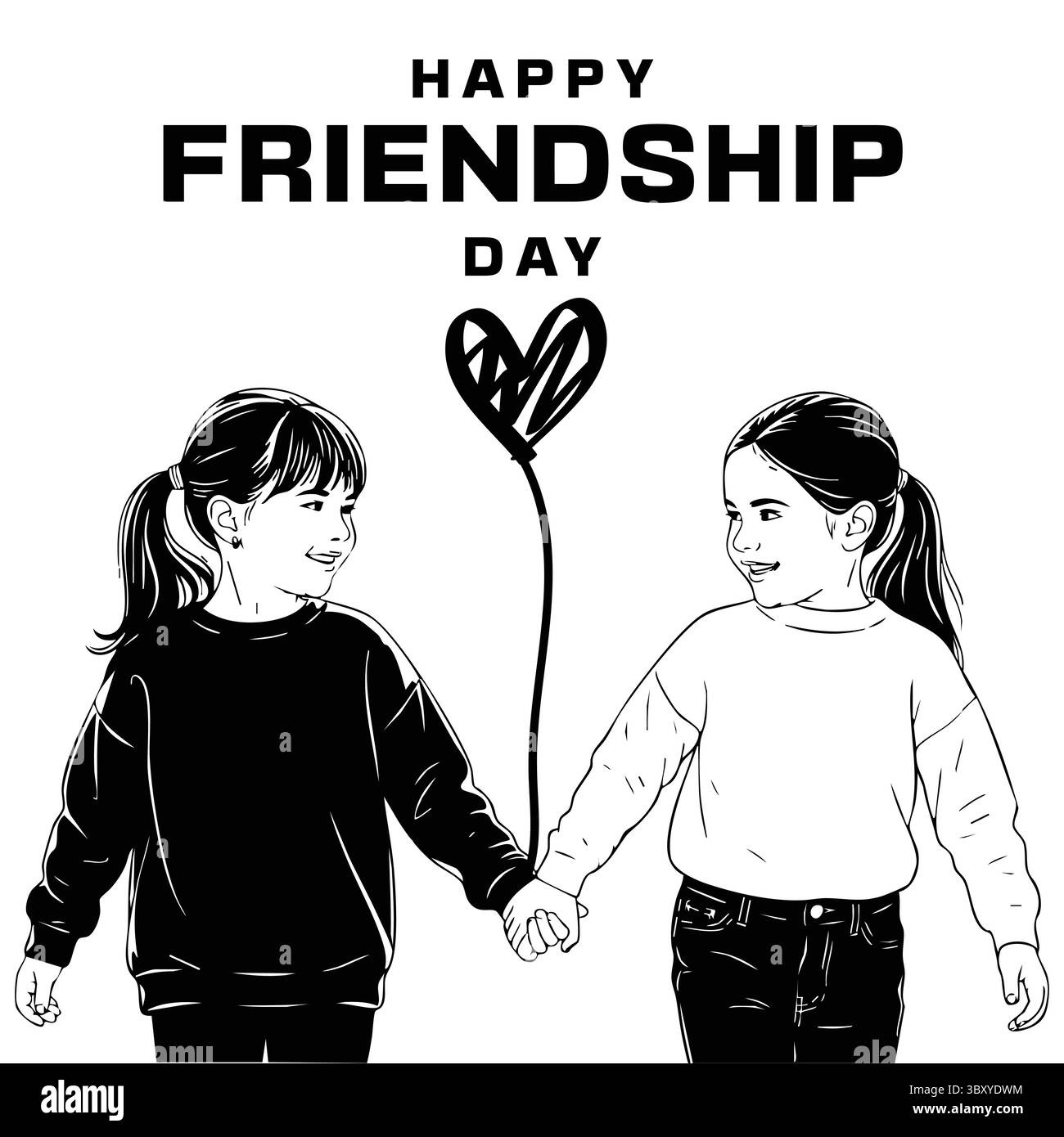 Friendship Day Hand Drawn Vector Illustrations of Best Friends Hugging ...