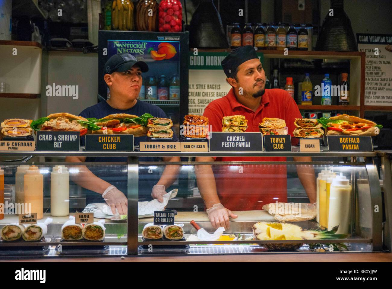 August 18, 2018, Boston, Massachusetts, USA: Restaurants stalls inside Quincy Market Freedom Trail Boston Massachusetts. Built in early 1800s as one of the largest market complexes in first half 19th century (Credit Image: © Sergi Reboredo/ZUMA Press Wire) Stock Photo