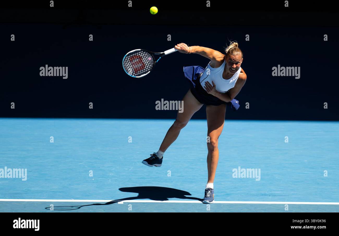 January 22, 2022, MELBOURNE, AUSTRALIA: Kaia Kanepi of Estonia in action during the third round at the 2022 Australian Open Grand Slam Tennis Tournament against Maddison Inglis of Australia (Credit Image: © Rob Prange/AFP7 via ZUMA Press Wire) Stock Photo