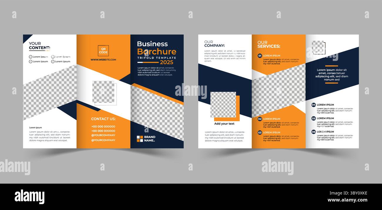 Trifold business brochure template design Stock Vector