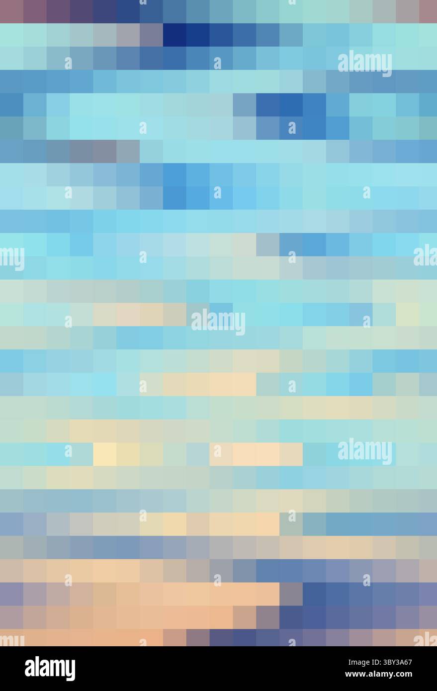 Blue beige gradient background, small pixel mosaic tile. Stock Photo