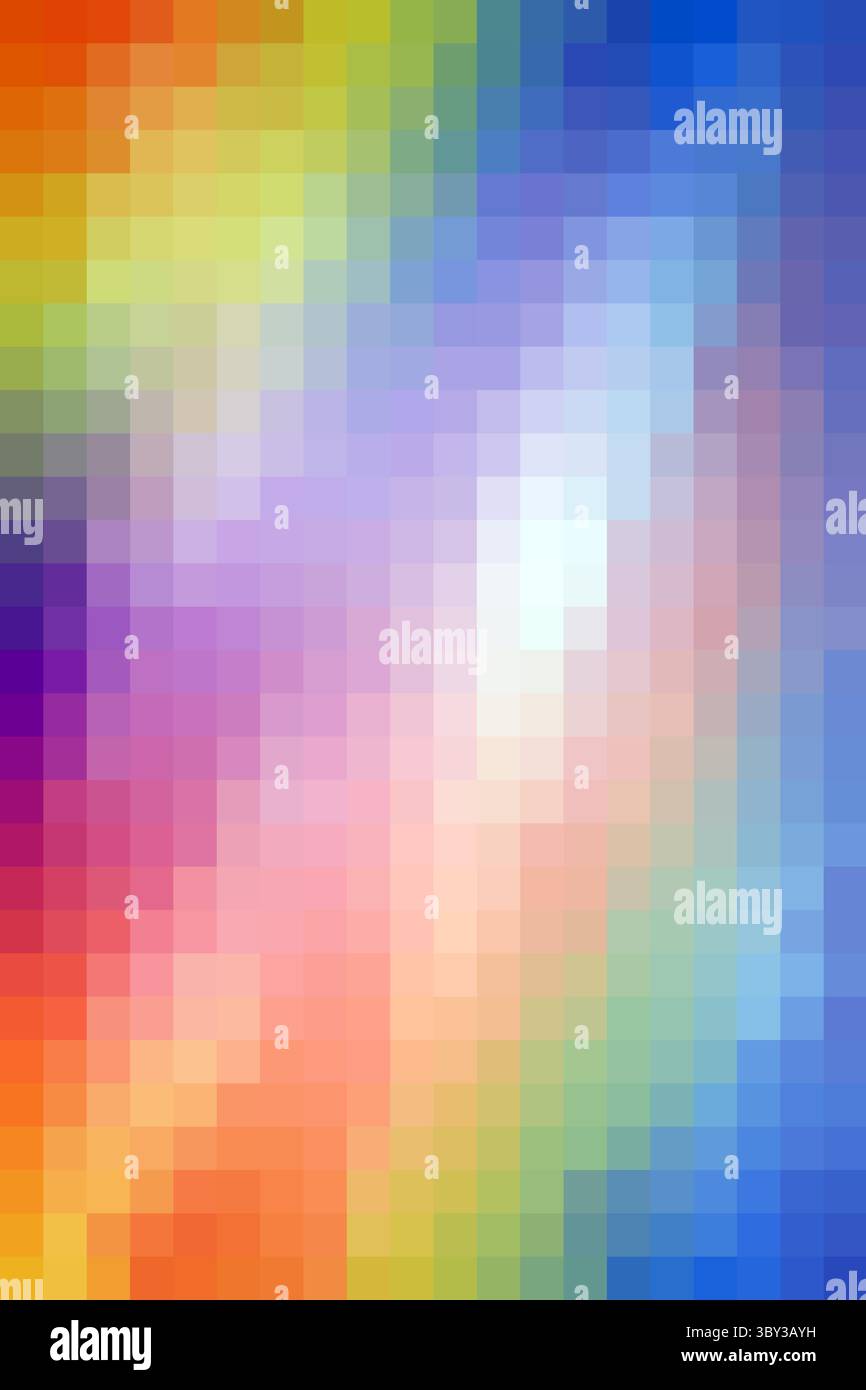 Rainbow gradient background pixel mosaic tile. Vertical image. Stock Photo