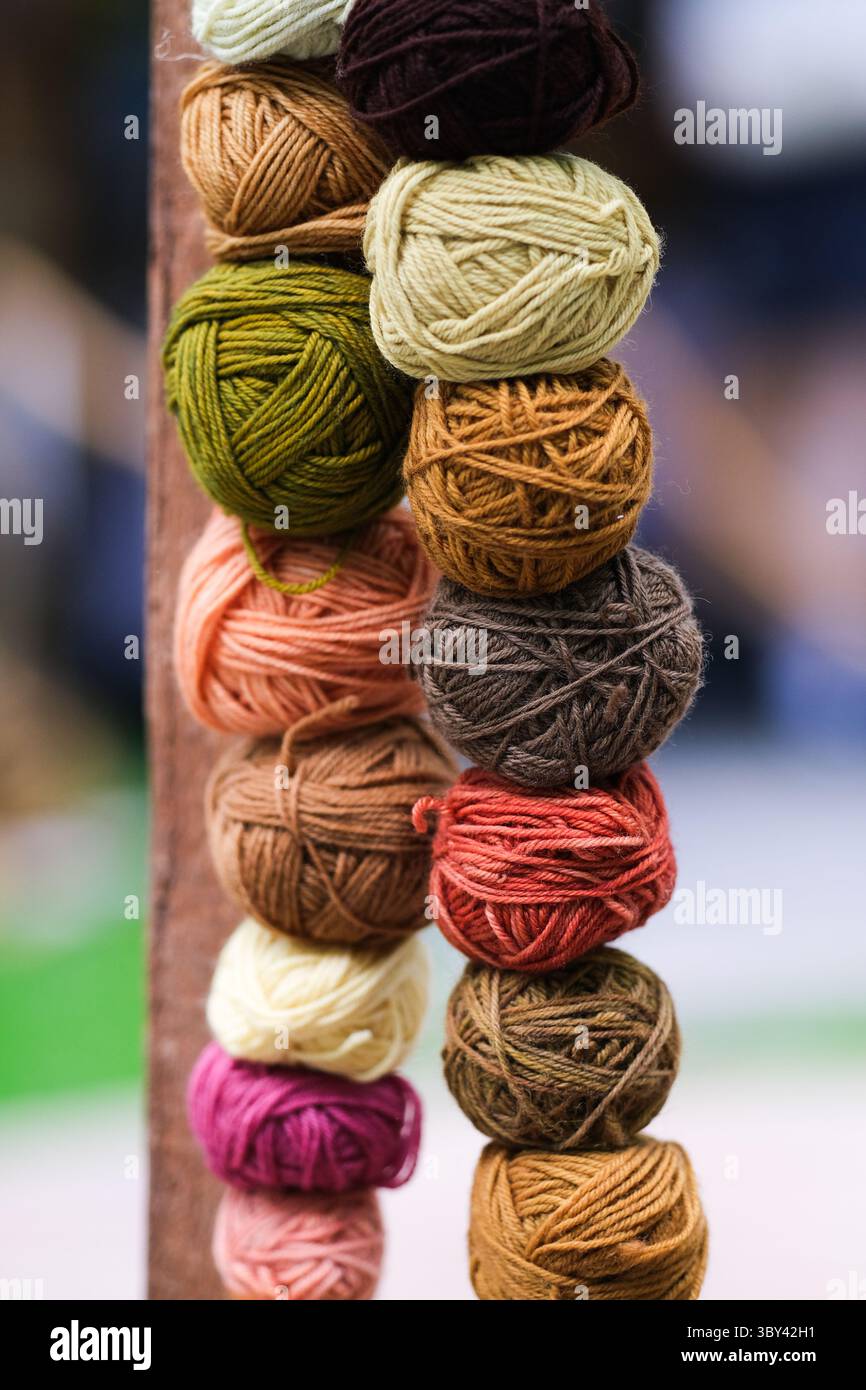 Balls of wool in different colours Stock Photo