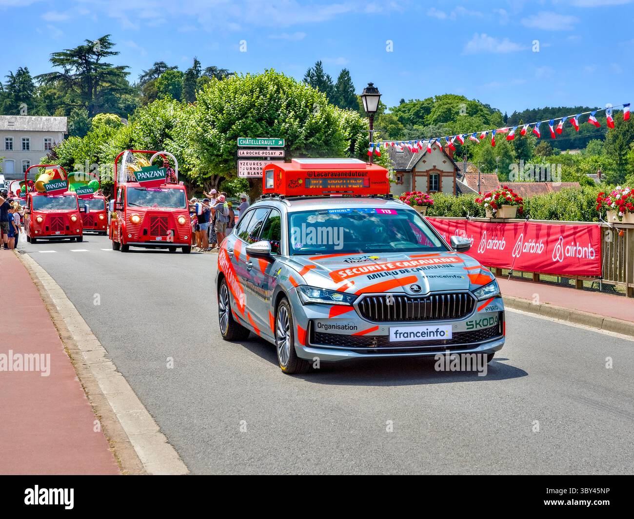 Leading vehicle of the publicity caravan - part of La Caravane of the 2025 Tour de France event, Stage 9 from Chinon to Chateauroux. Stock Photo