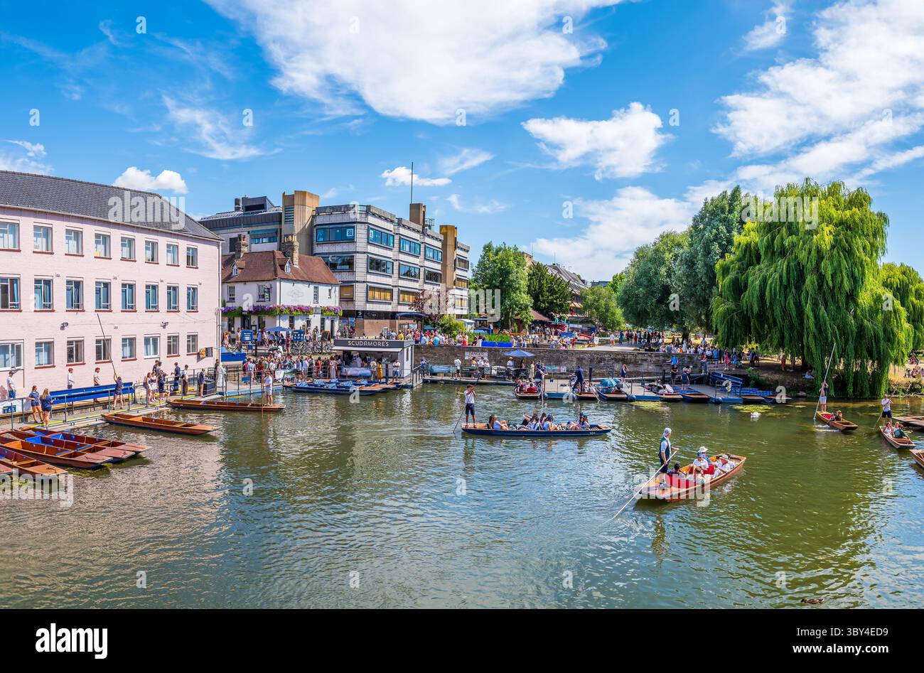 Cambridge, Great Britain - July 12, 2025: Punting Station, Cambridge, United Kingdom. Stock Photo