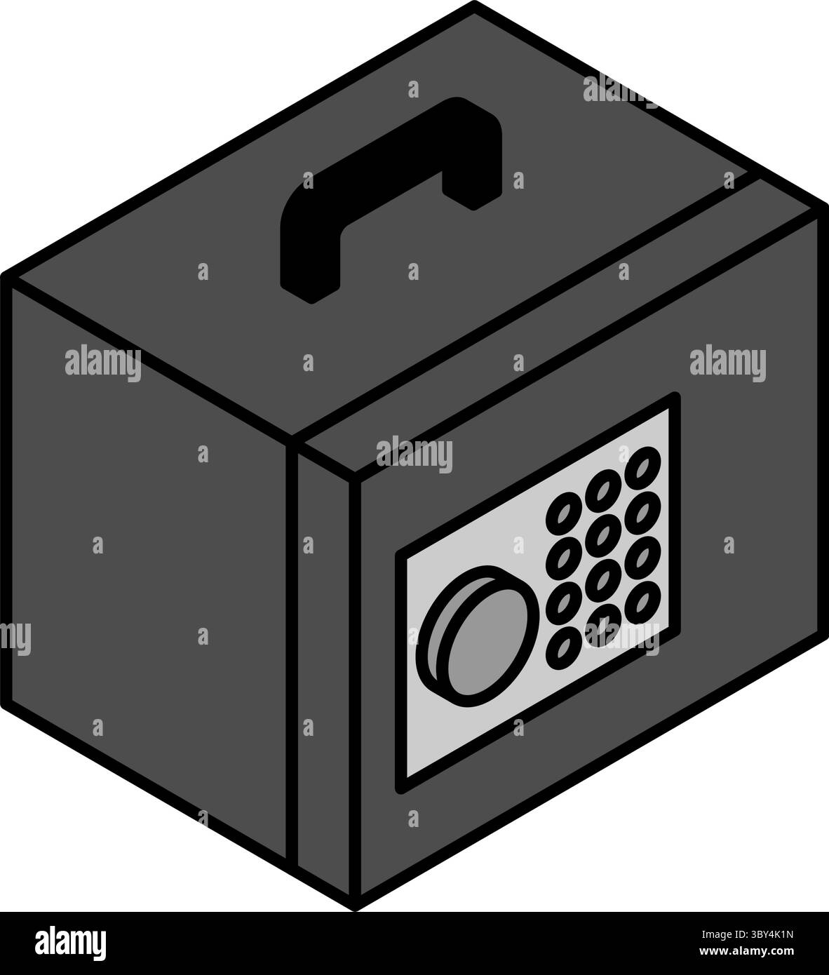 Portable cash box, Ten-key lock safe, simple line drawing icon ...