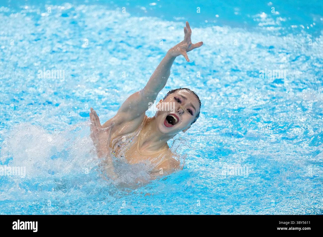Xu Huiyan of China competes in the women's solo technical final of ...