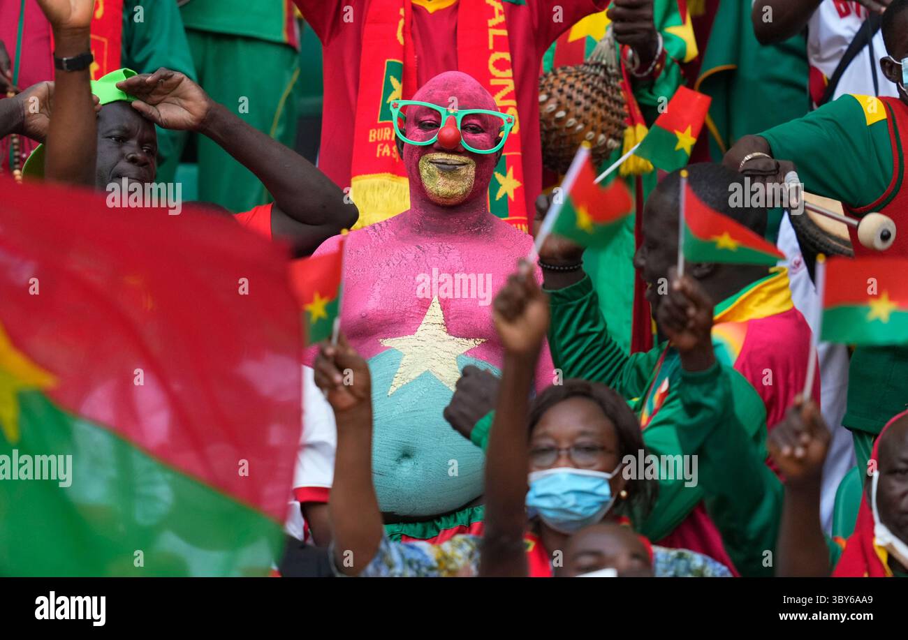 YaoundÃ©, Cameroon, January, 9, 2022: Fans during Cameroon v Burkina Faso- Africa Cup of Nations at Paul Biya Stadium. Kim Price/CSM.(Credit Image: &copy; Ulrik Pedersen/CSM via ZUMA Wire) Stock Photo