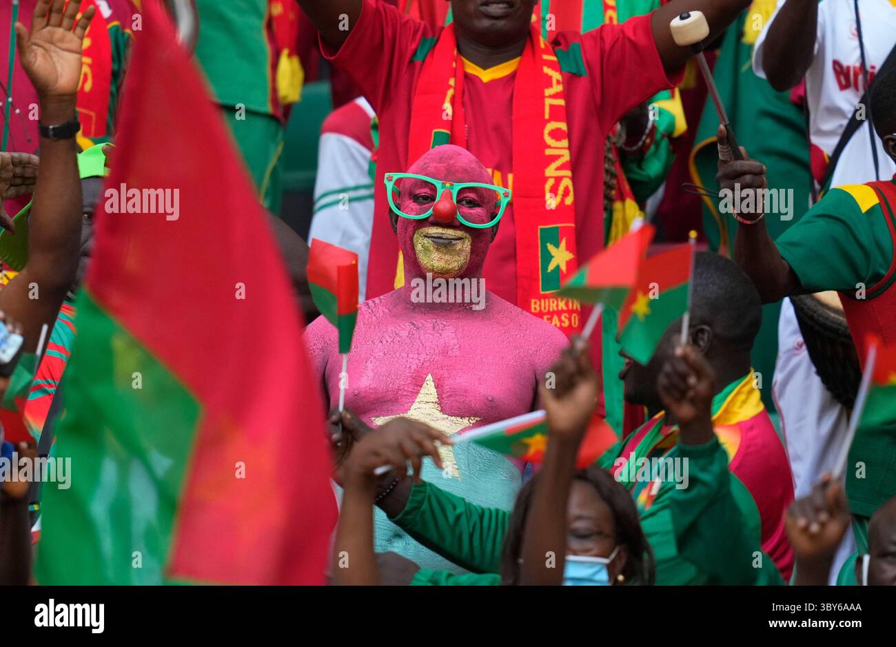 YaoundÃ©, Cameroon, January, 9, 2022: Fans during Cameroon v Burkina Faso- Africa Cup of Nations at Paul Biya Stadium. Kim Price/CSM.(Credit Image: &copy; Ulrik Pedersen/CSM via ZUMA Wire) Stock Photo