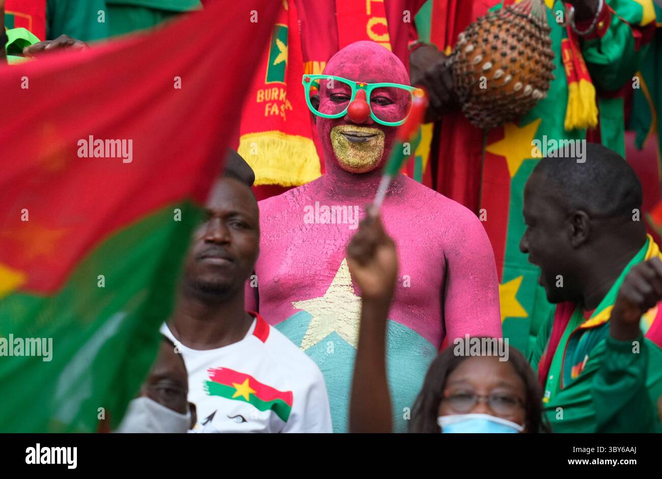 YaoundÃ©, Cameroon, January, 9, 2022: Fans during Cameroon v Burkina Faso- Africa Cup of Nations at Paul Biya Stadium. Kim Price/CSM.(Credit Image: &copy; Ulrik Pedersen/CSM via ZUMA Wire) Stock Photo