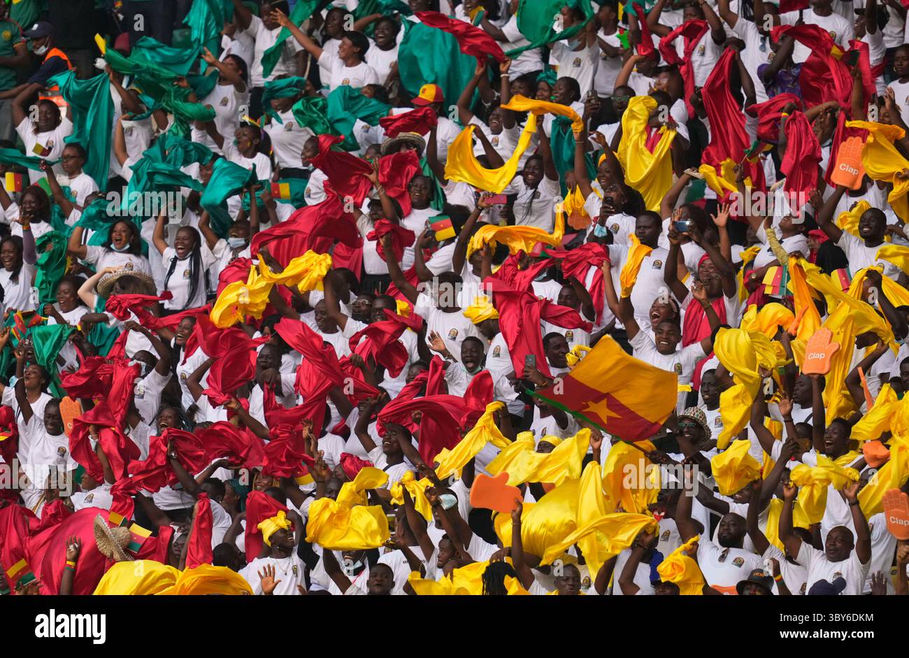 YaoundÃ©, Cameroon, January, 9, 2022: Fans during Cameroon v Burkina Faso - Africa Cup of Nations at Paul Biya Stadium. Kim Price/CSM.(Credit Image: &copy; Ulrik Pedersen/CSM via ZUMA Wire) Stock Photo