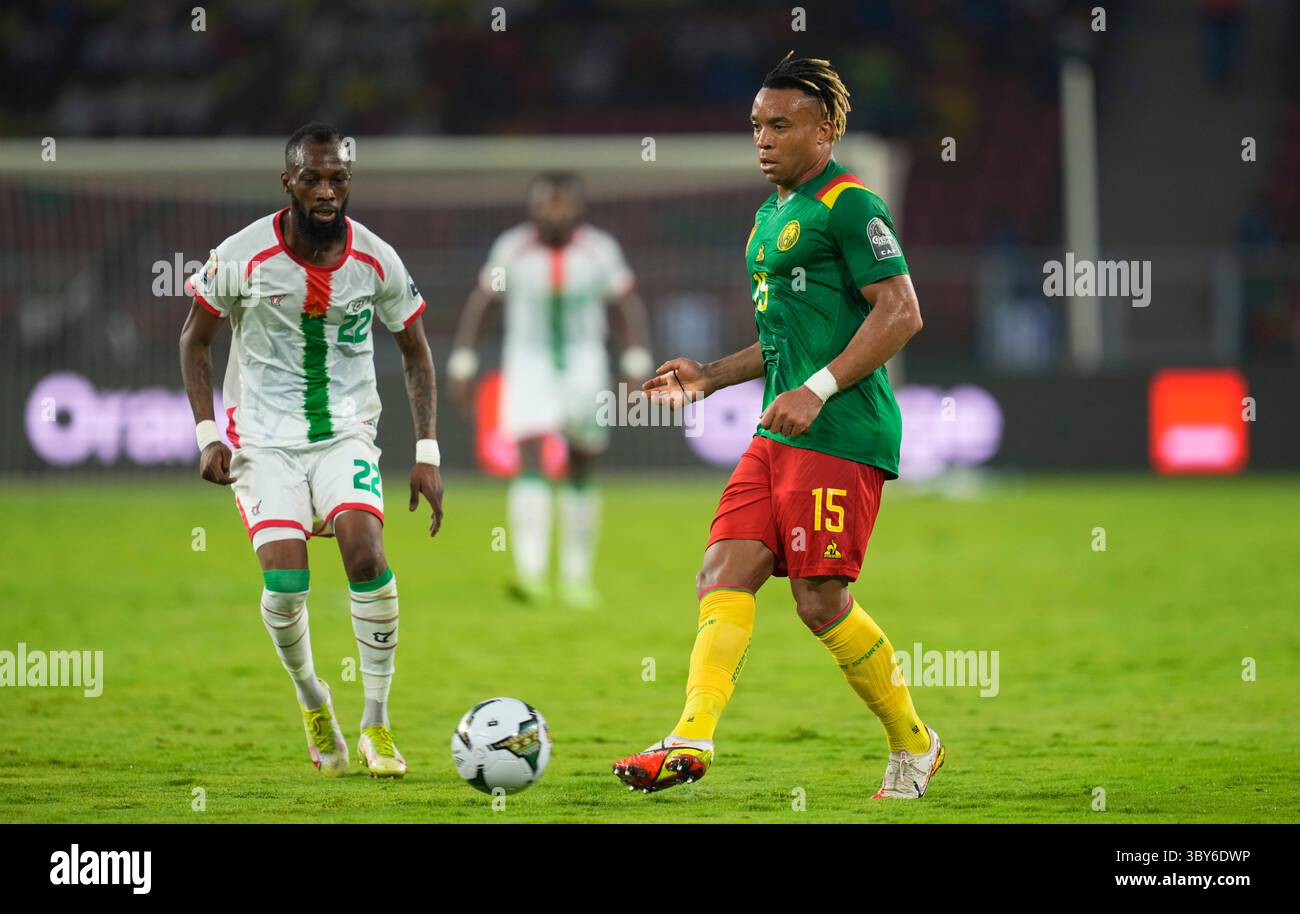 YaoundÃ©, Cameroon, January, 9, 2022: Pierre Kunde of Cameroon during Cameroon v Burkina Faso- Africa Cup of Nations at Paul Biya Stadium. Kim Price/CSM.(Credit Image: &copy; Ulrik Pedersen/CSM via ZUMA Wire) Stock Photo