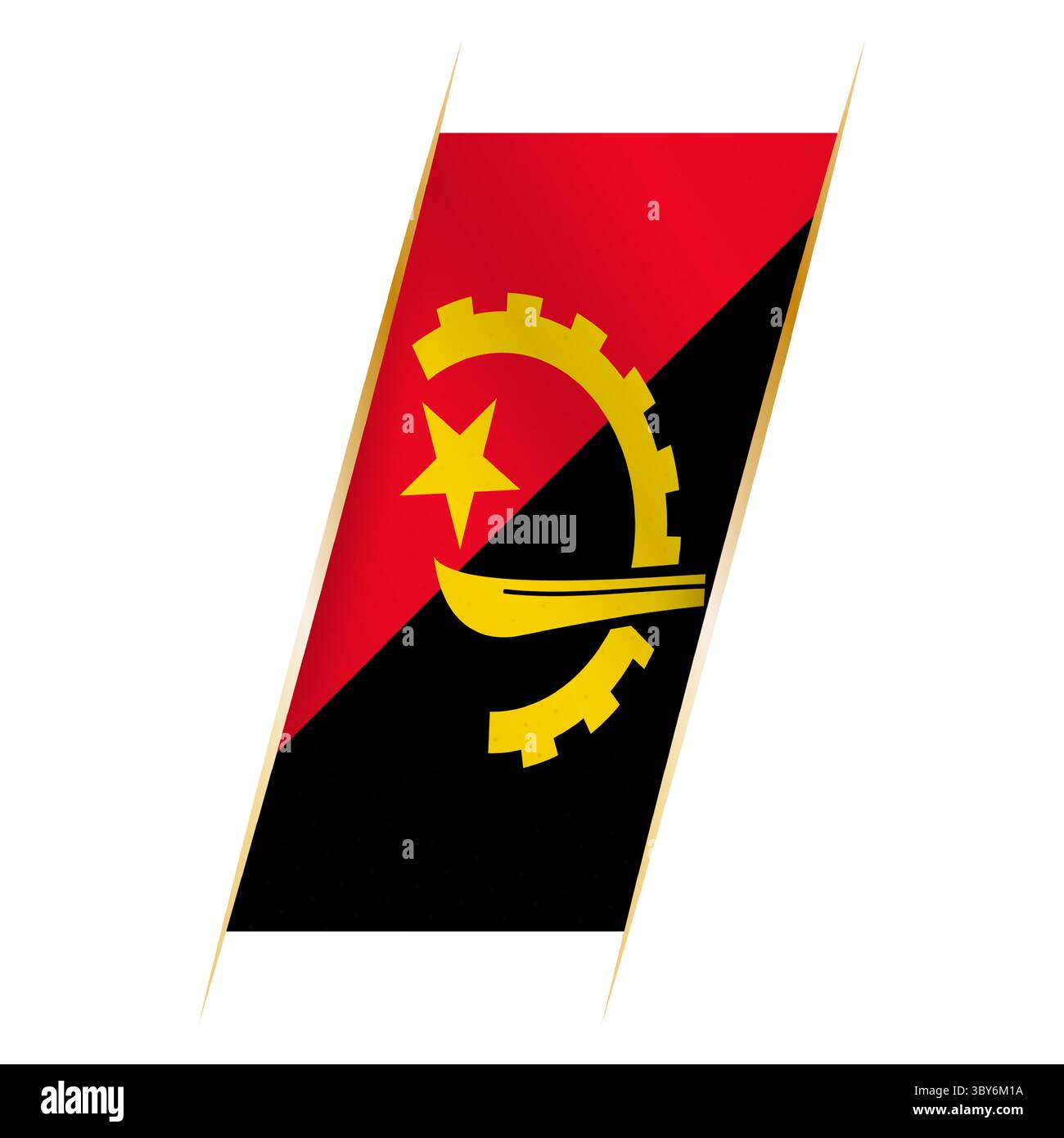 Angola flag in the form of a banner with waving effect and shadow. Modern vector design. Stock Vector