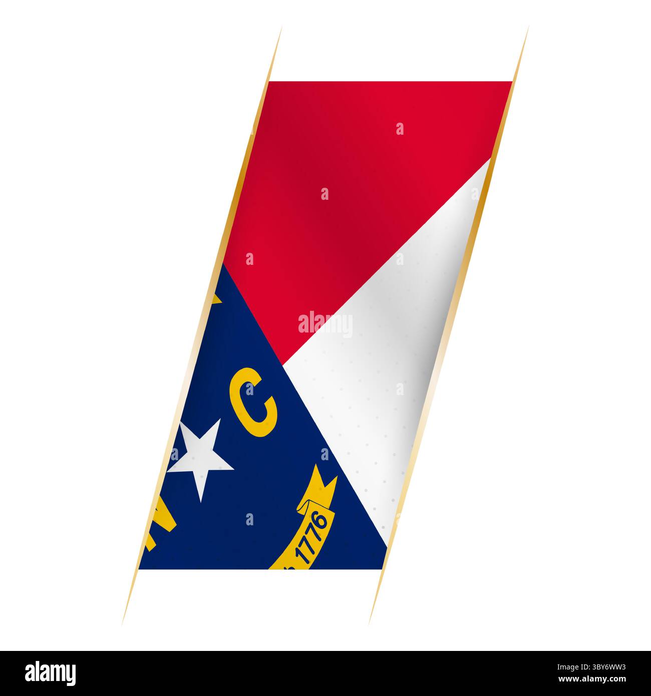 North Carolina flag in the form of a banner with waving effect and ...