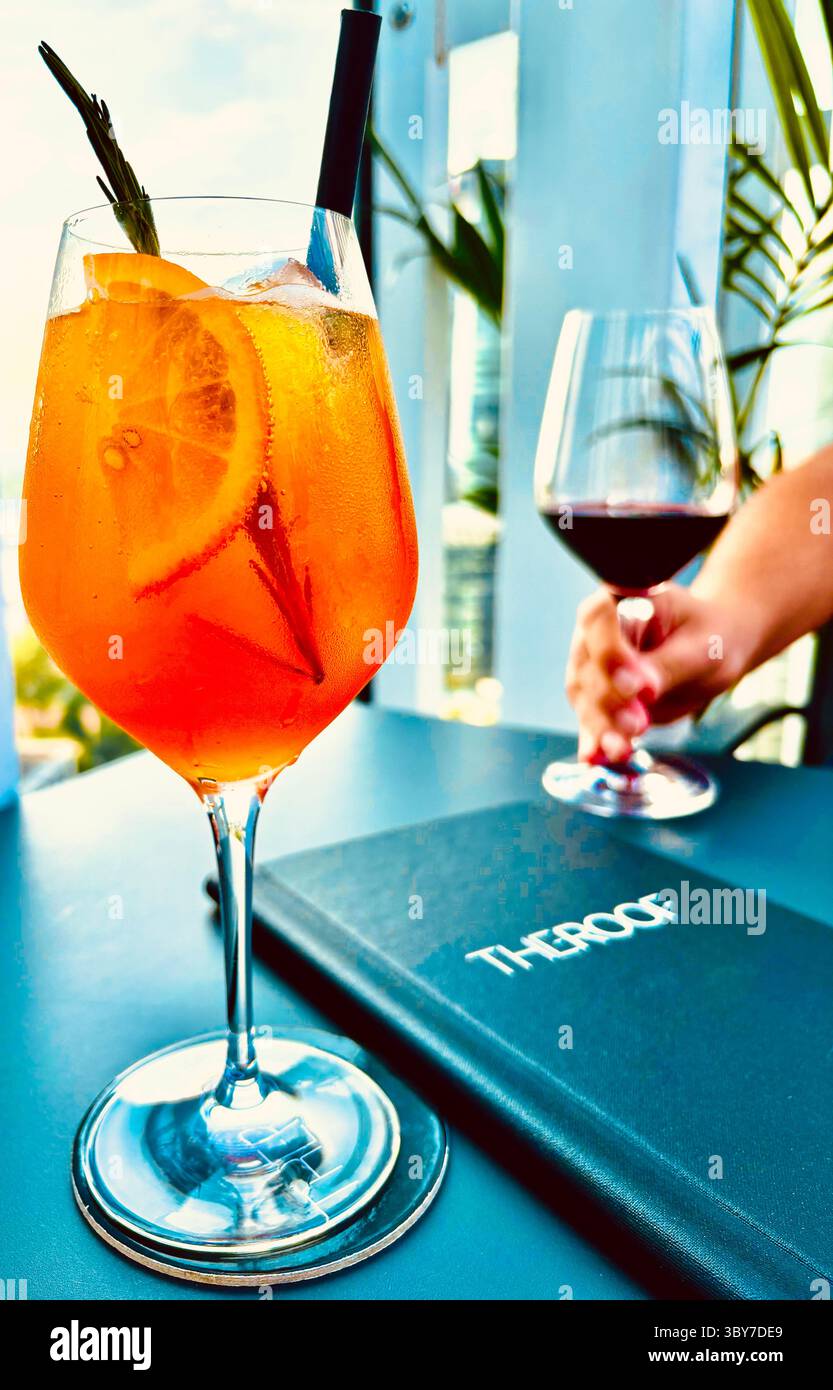 The Roof Skybar at the top of the Crown Plaza - The Hub hotel in Warsaw, Poland. - Smartphone Captured Stock Image