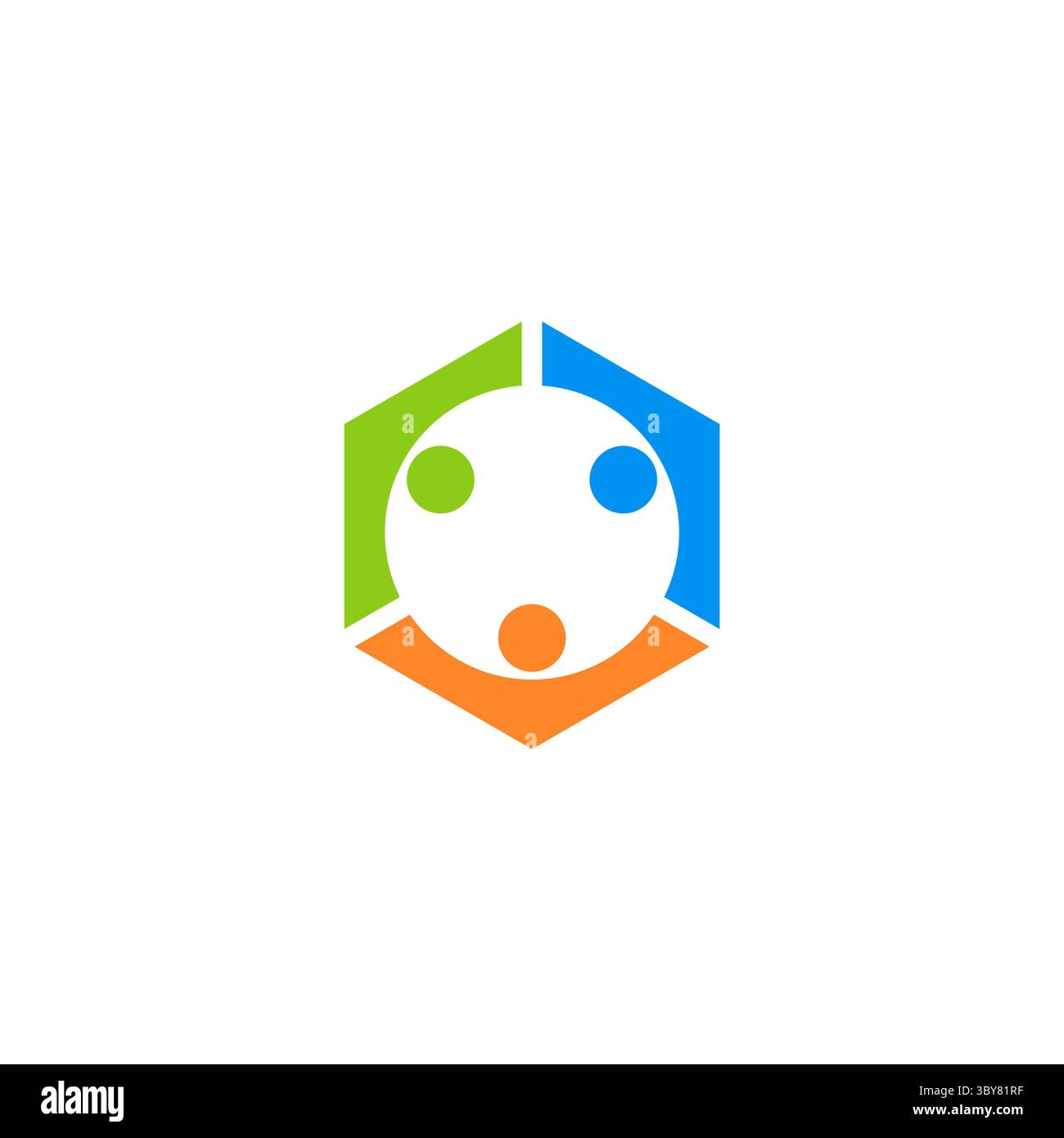 Teamwork logo symbol icon with hexagon shape. Connected people team work logo symbol icon vector design Stock Vector