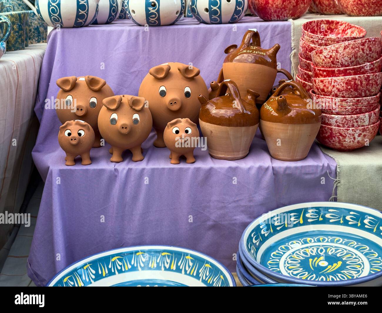 Piggy Bank, Feria de La Cacharrería, Cacharrería Fair, ceramics and pottery fair, Plaza de las Comendadoras, Madrid, Spain - Smartphone Captured Stock Image