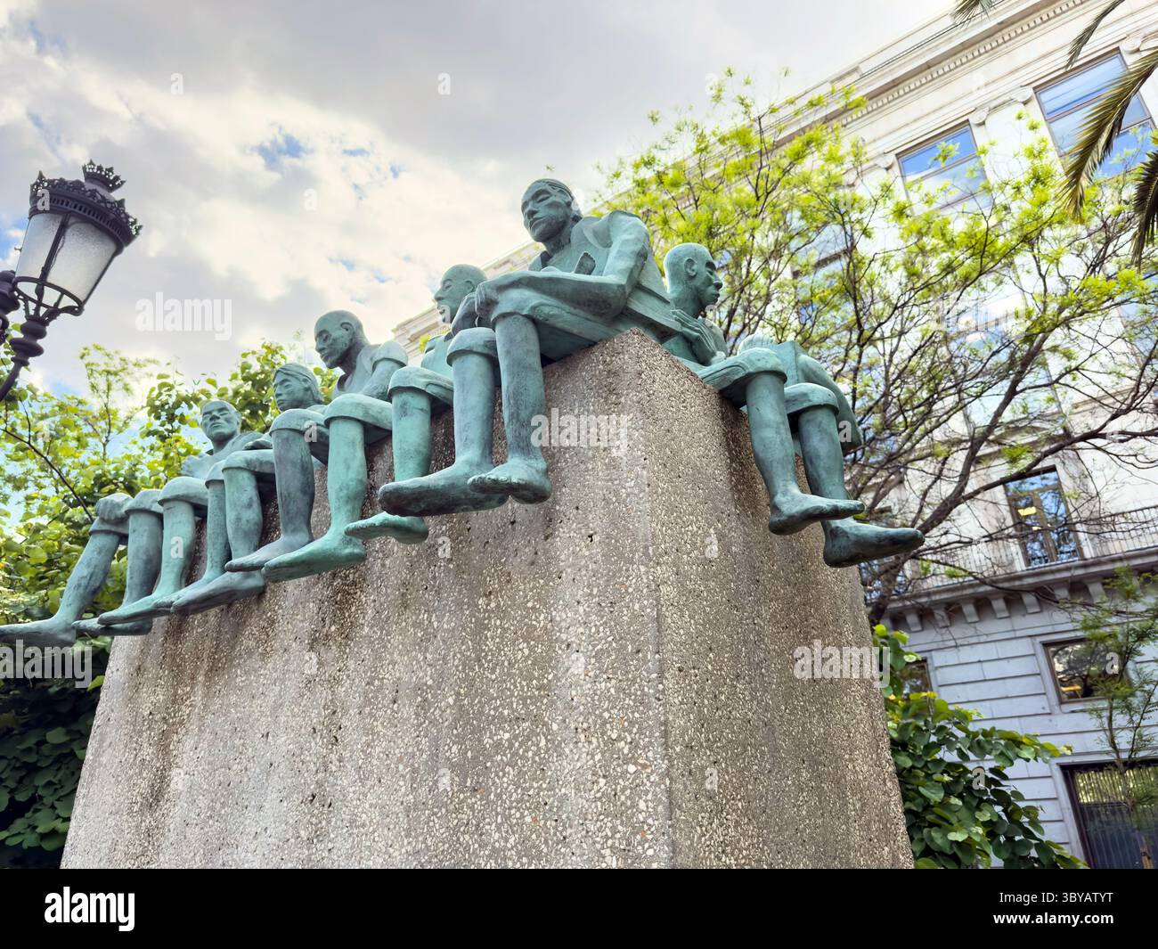 , Refugiados monument by Bel Borba, Paseo de Recoletos, Madrid, Spain - Smartphone Captured Stock Image