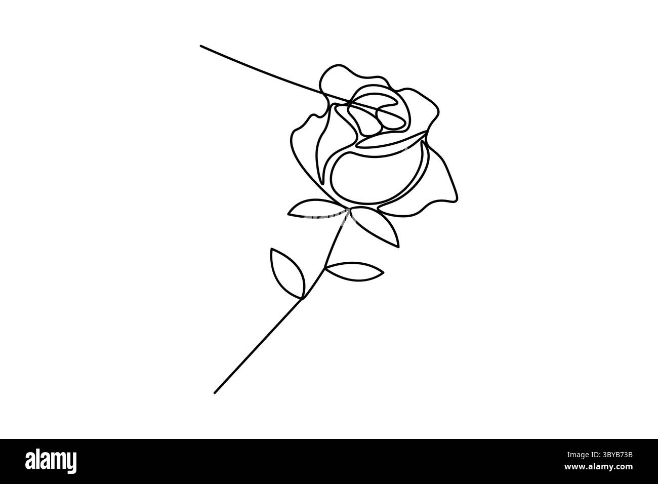 Rose flower icon in one line minimalist style isolated outline illustration Stock Vector