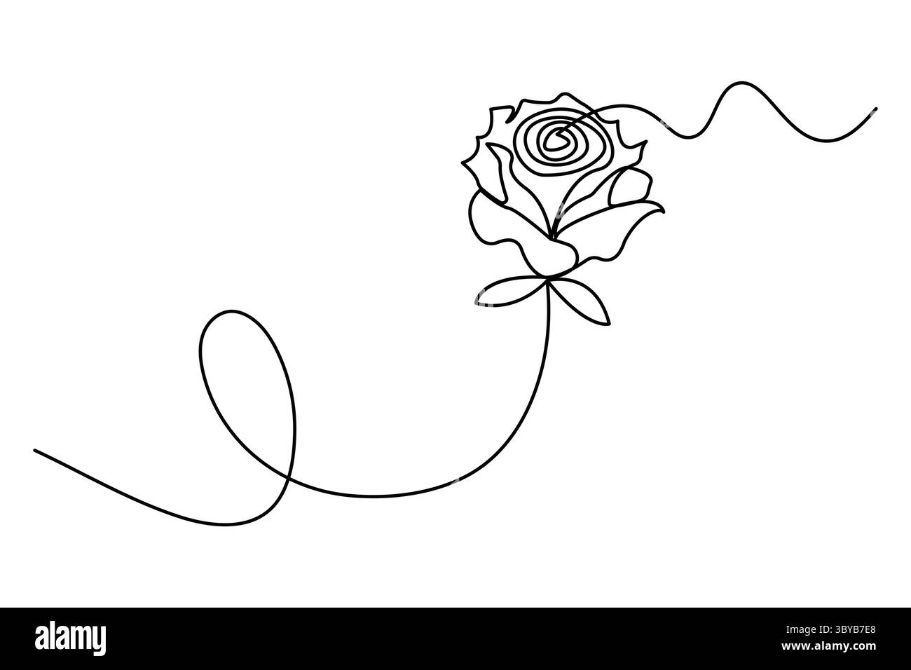 Rose flower icon in one line minimalist style isolated outline illustration Stock Vector
