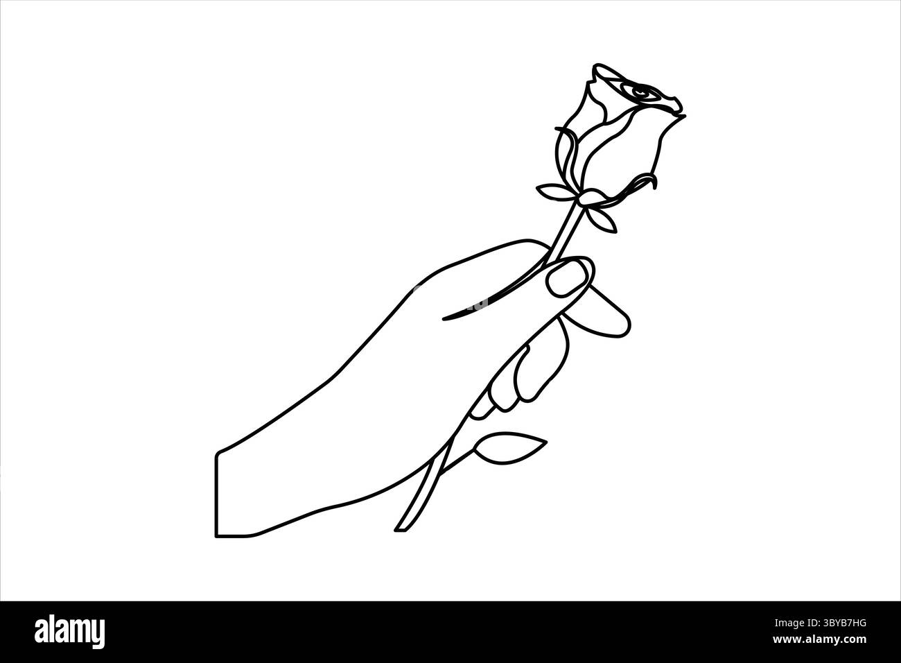 Rose flower icon in one line minimalist style isolated outline illustration Stock Vector