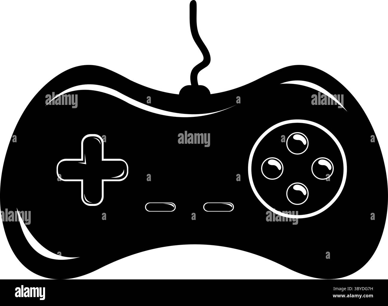 vector illustration black and white icon video game joystick control ...