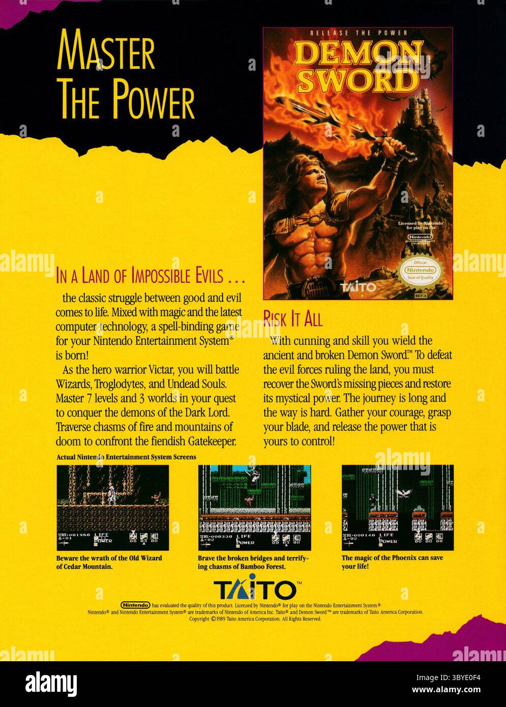 1990 Demon Sword by Taito video game American ad Stock Photo