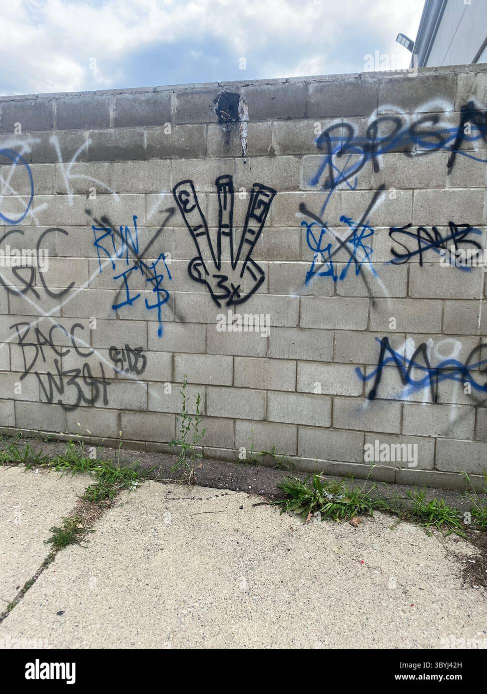 Detroit's 5PN (NOT aligned with the People Nation or 5X) a street alliance of multple crip cliques in the 48219 'Hyena Crips Got Control' = '83GC' - Smartphone Captured Stock Image