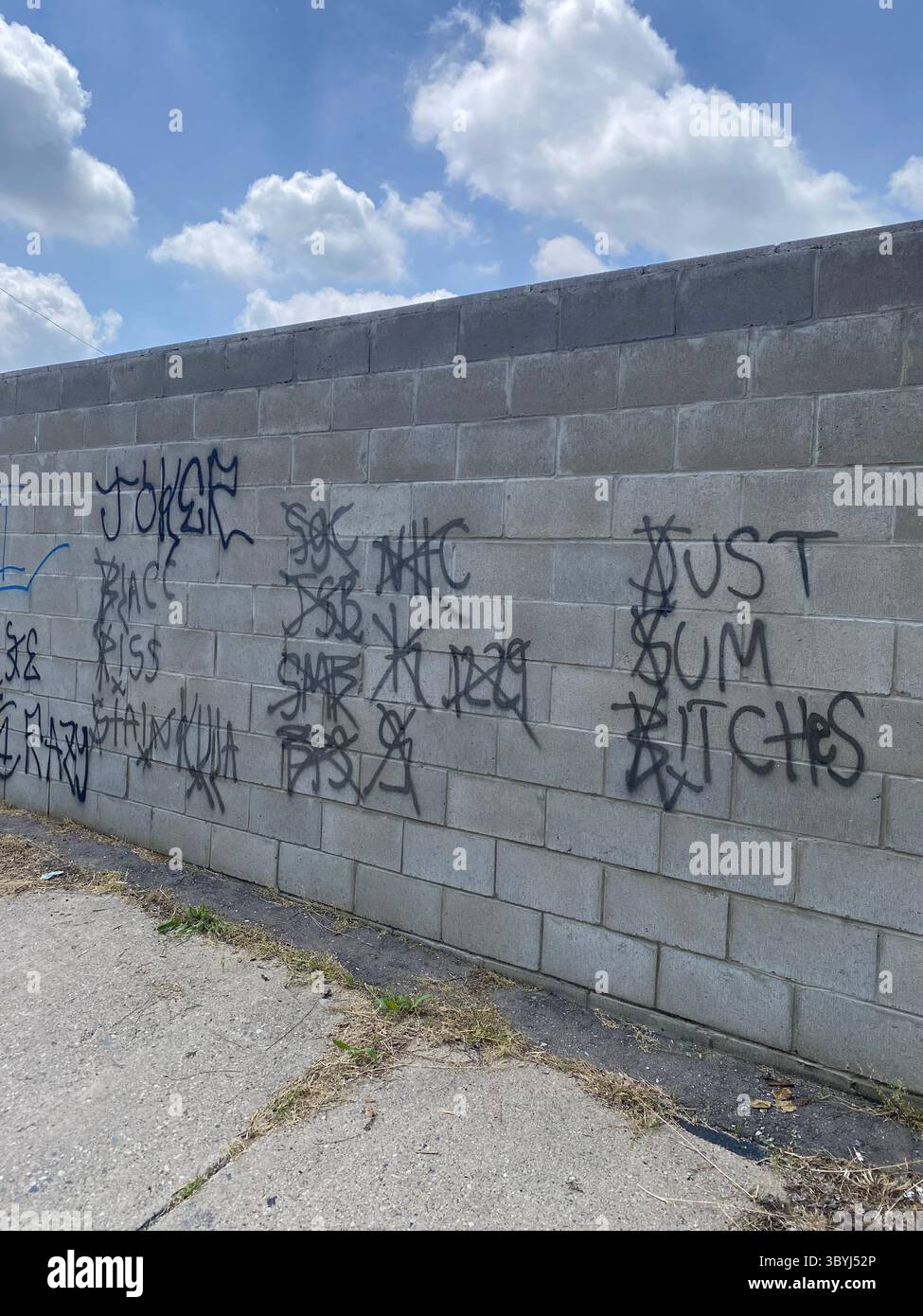 Detroit's 5PN (NOT aligned with the People Nation or 5X) a street alliance of multple crip cliques in the 48219 'Hyena Crips Got Control' = '83GC' - Smartphone Captured Stock Image