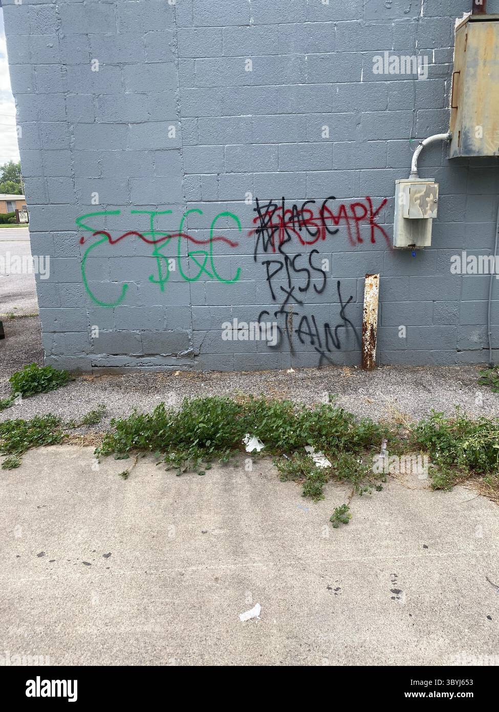 Detroit's 5PN (NOT aligned with the People Nation or 5X) a street alliance of multple crip cliques in the 48219 'Hyena Crips Got Control' = '83GC' - Smartphone Captured Stock Image