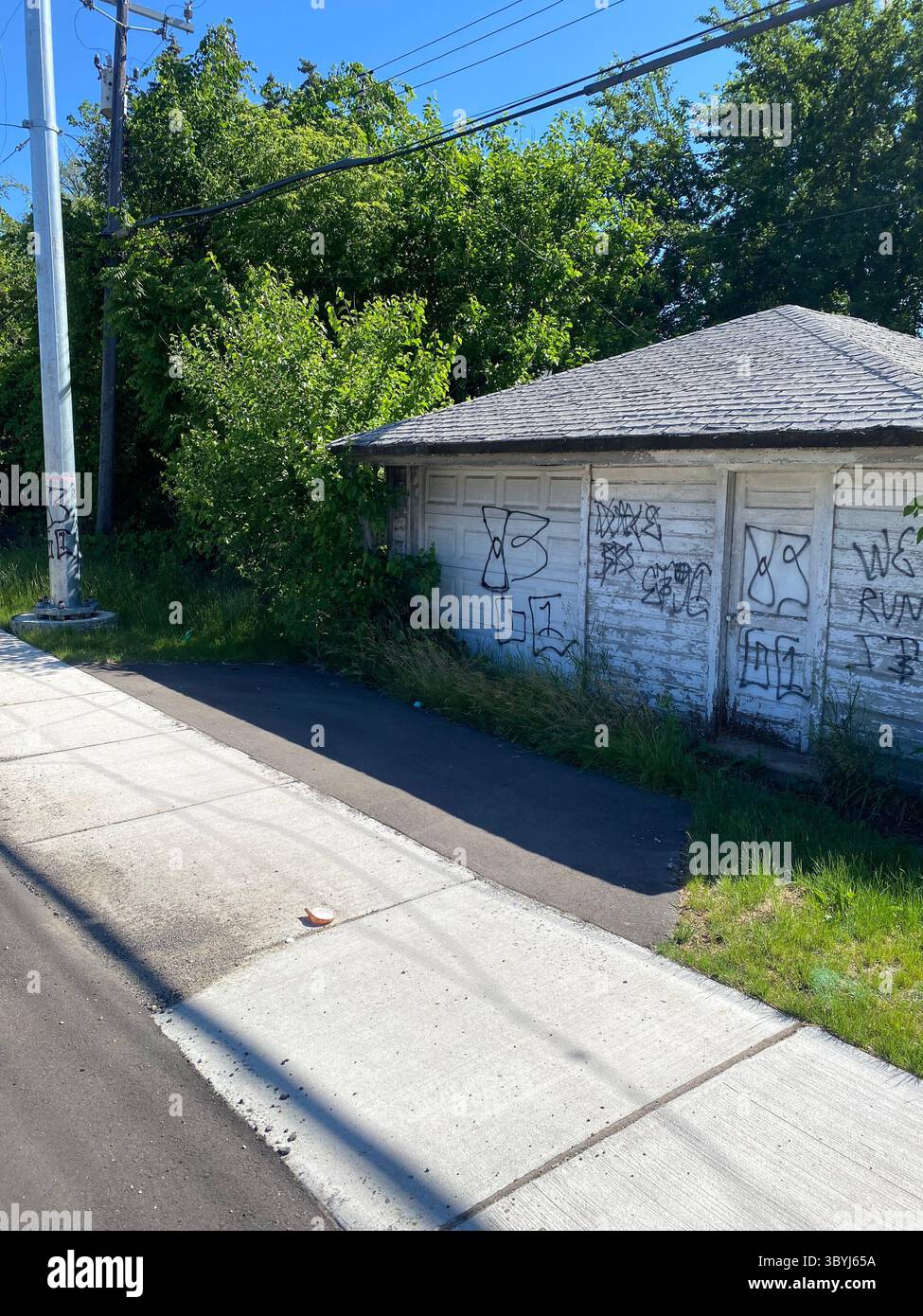 Detroit's 5PN (NOT aligned with the People Nation or 5X) a street alliance of multple crip cliques in the 48219 'Hyena Crips Got Control' = '83GC' - Smartphone Captured Stock Image