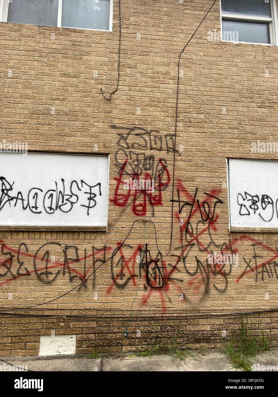Detroit's 5PN (NOT aligned with the People Nation or 5X) a street alliance of multple crip cliques in the 48219 'Hyena Crips Got Control' = '83GC' - Smartphone Captured Stock Image