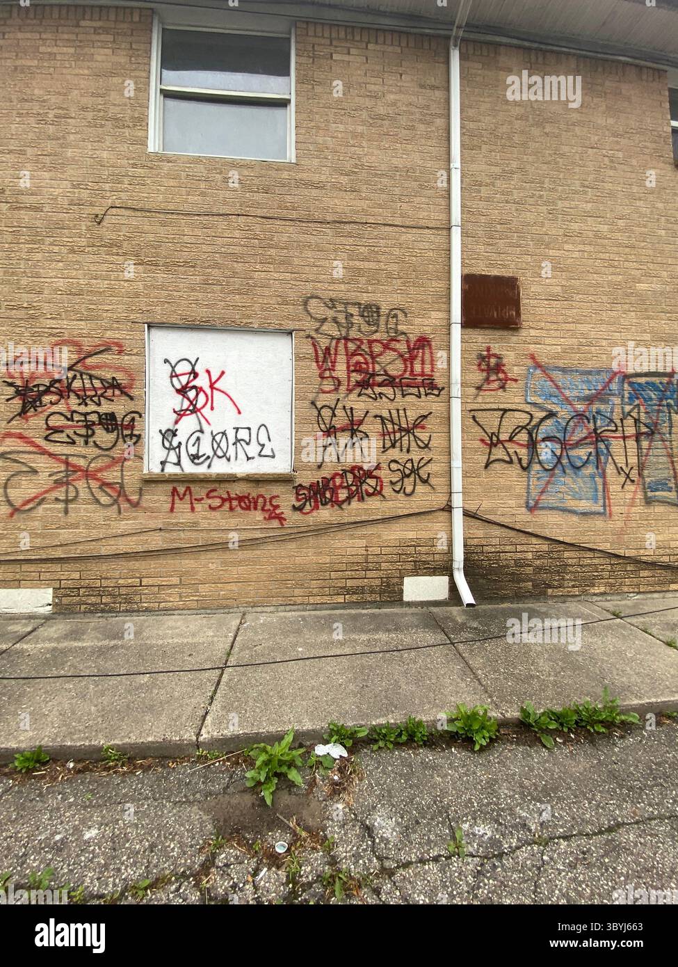 Detroit's 5PN (NOT aligned with the People Nation or 5X) a street alliance of multple crip cliques in the 48219 'Hyena Crips Got Control' = '83GC' - Smartphone Captured Stock Image