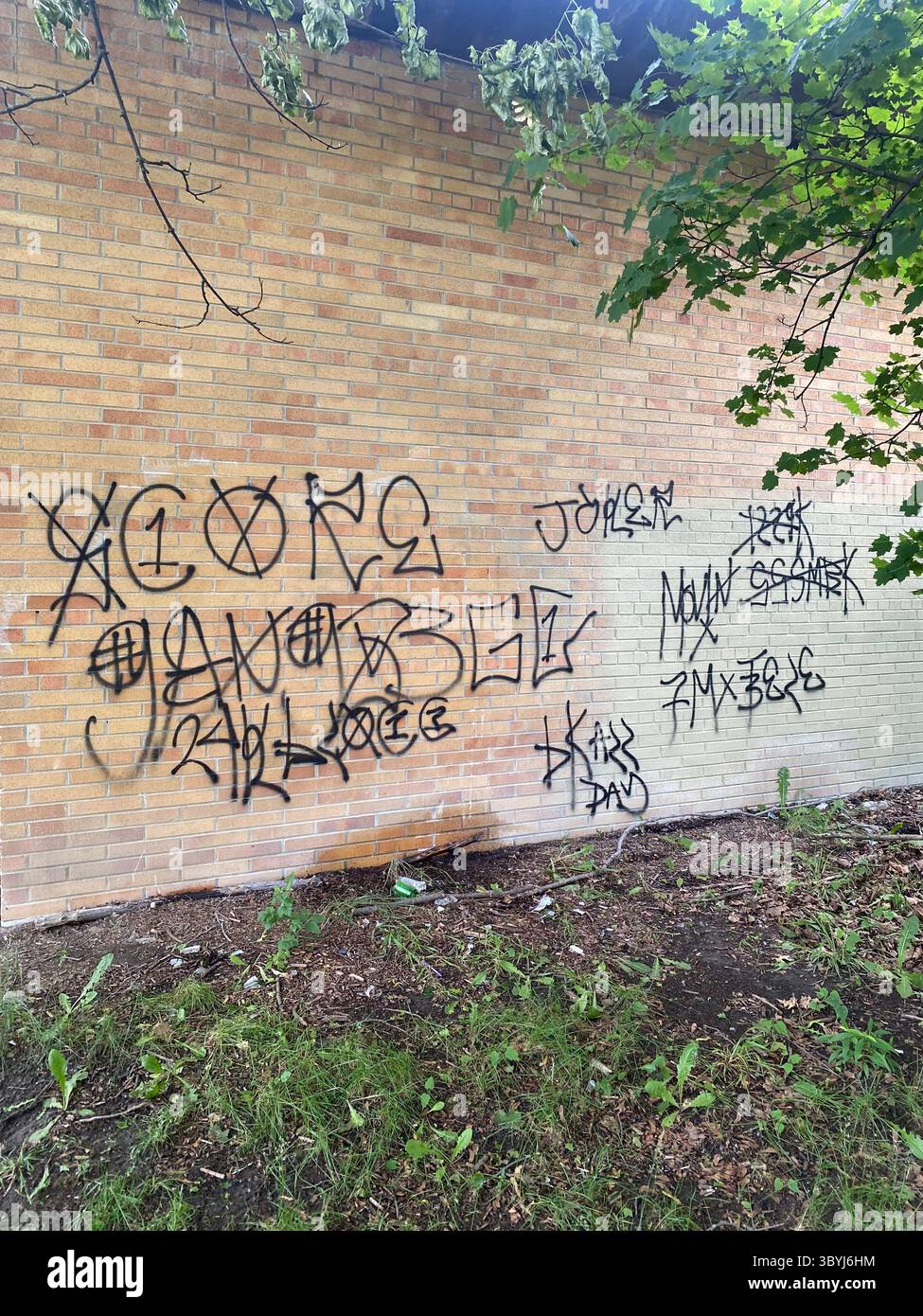 Detroit's 5PN (NOT aligned with the People Nation or 5X) a street alliance of multple crip cliques in the 48219 'Hyena Crips Got Control' = '83GC' - Smartphone Captured Stock Image