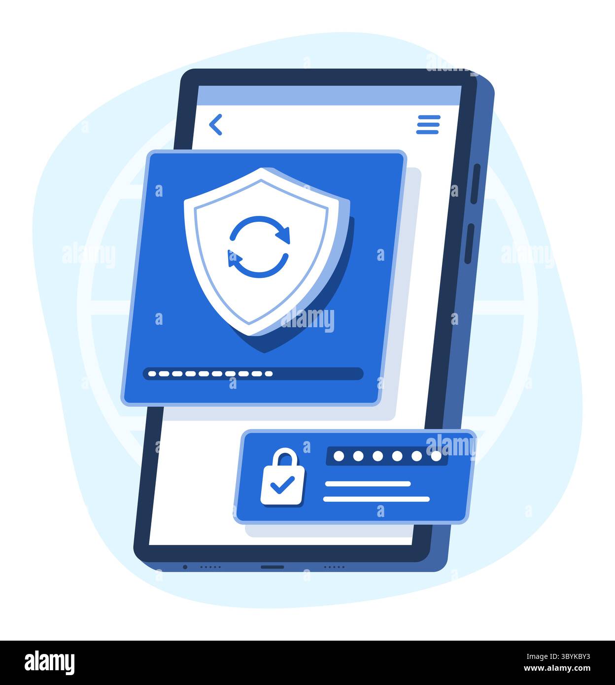 Smartphone Updating Security Data for Cyber Security Concept Illustration Stock Vector
